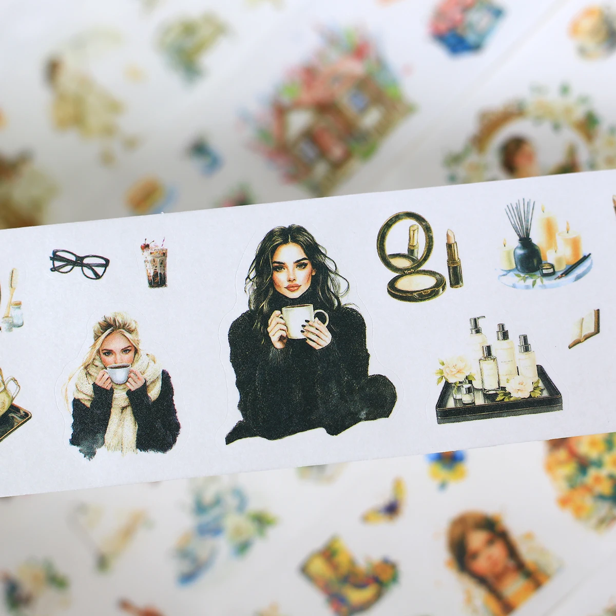 Journamm 6 لفات/صندوق ملصقات شريط PET اشي ورقة الشريط ملصقات لسكرابوكينغ شريط مزخرف لتقوم بها بنفسك الفنون الحرفية شريط مزخرف