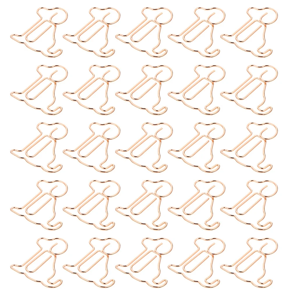 50Pcs Rose Gold Puppy Paper Clip Metal Paper Clamp Cartoon Dog Shape for Office School Documents Notes File Organization