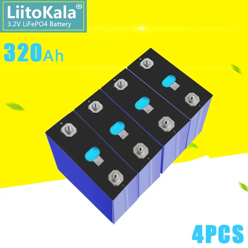 4PCS LiitoKala 3.2V 320Ah Cells Brand New 48V Lifepo4 320Ah Battery 310Ah Grade A 48V 24V Rechargeable Battery Pack with Busbars