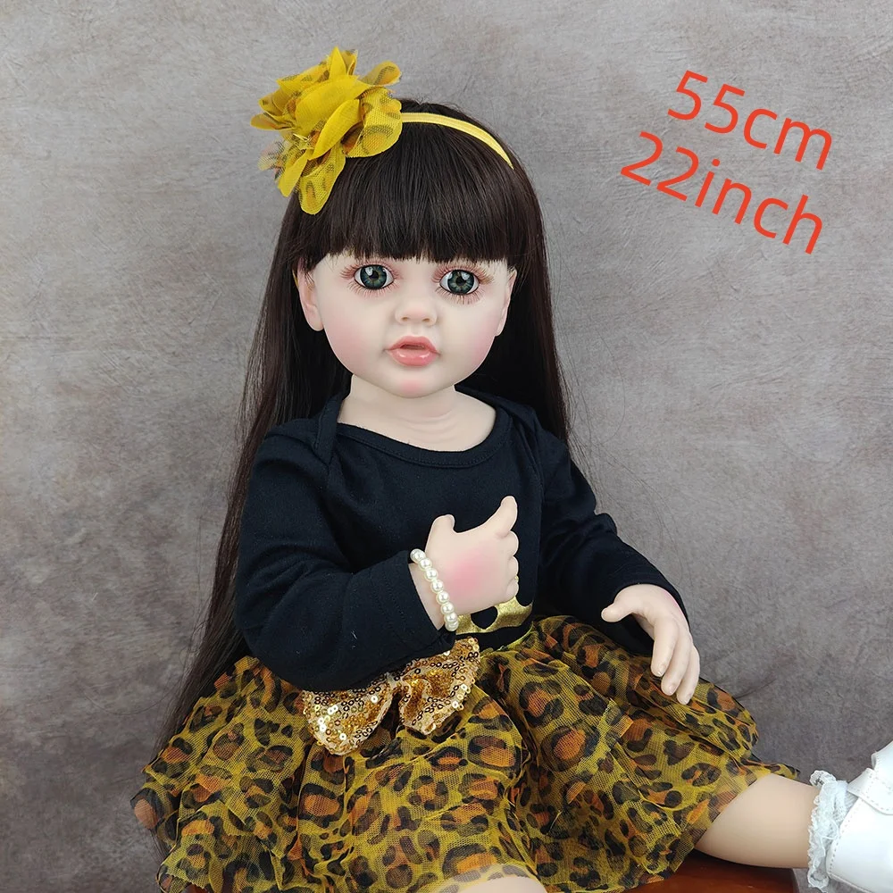22 Polegada 55cm moda reborn bebê menina boneca lavável companheiro simulação bonecas vestir brinquedo da criança aniversário presente de natal