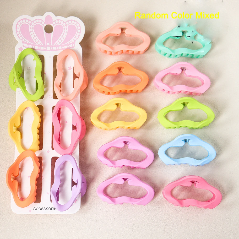 6pcs/set Sweet Colorful Cloud Bow Moon Crab Hair Claw Clips Fashion Small Side Clamp Hairpin Barrettes Headwear Hair Accessories