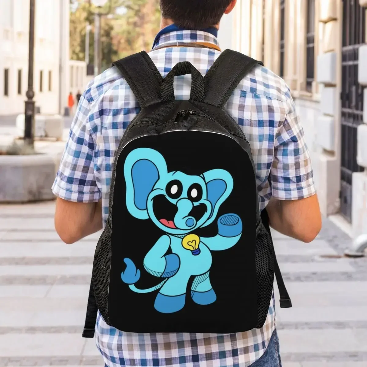 Custom Smiling Big Mouth Elephant Critters Travel Backpack Women Men School Laptop Bookbag Game College Student Daypack Bags
