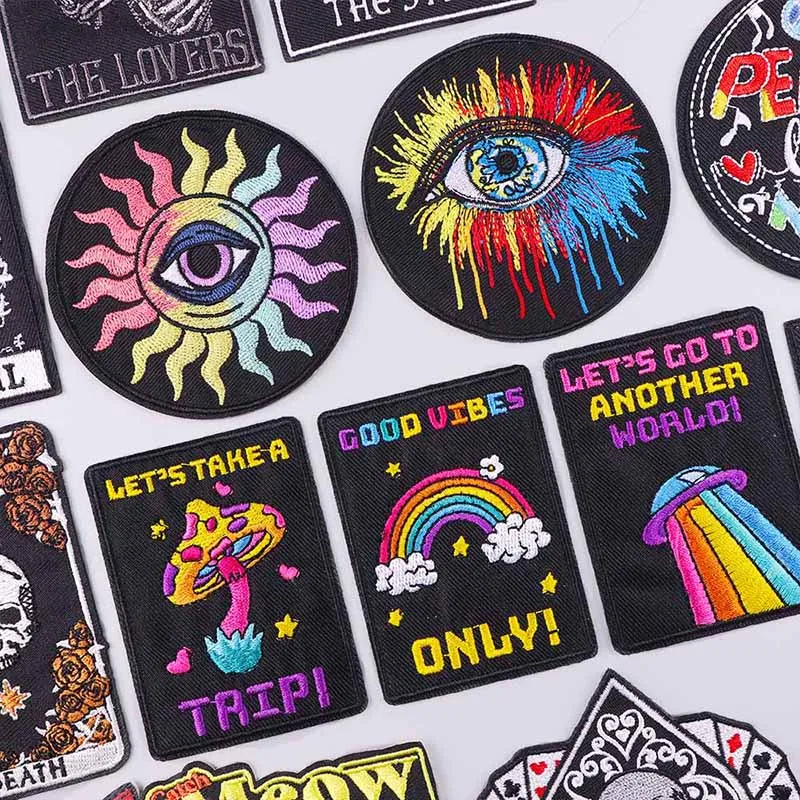 Bunte Augen Stickerei Patch Eisen auf Patches für Kleidung Thermo kleber Patches auf Kleidung DIY Näh applikation Schmelz patch
