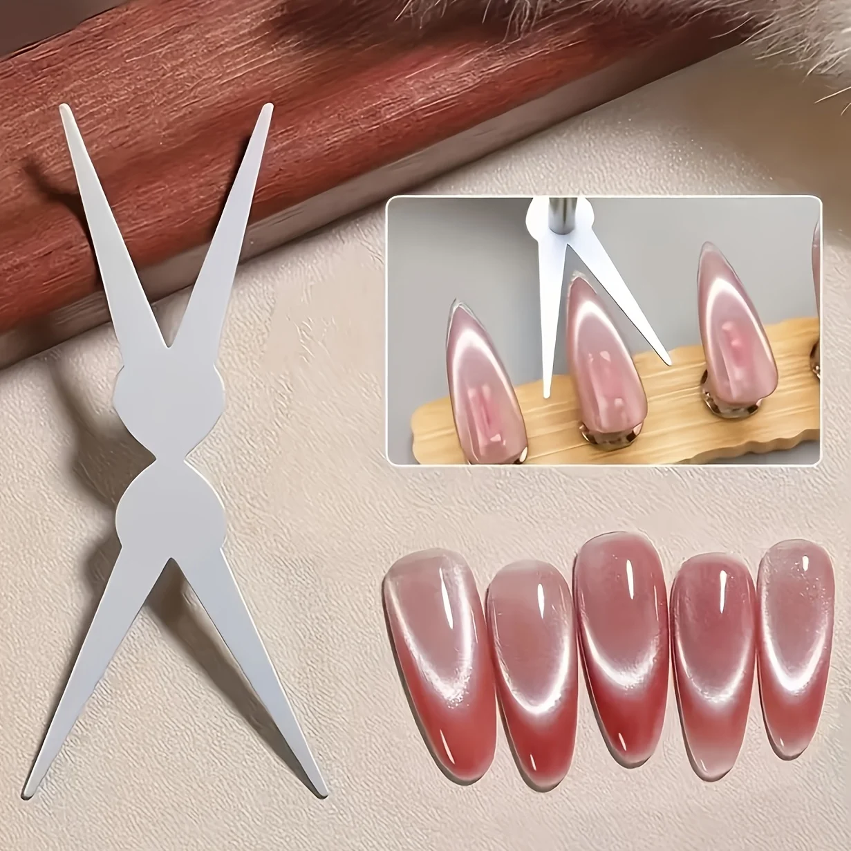 5Pcs Cat Eye French Nail Magne - đánh giá và giá Nail Art Full Color