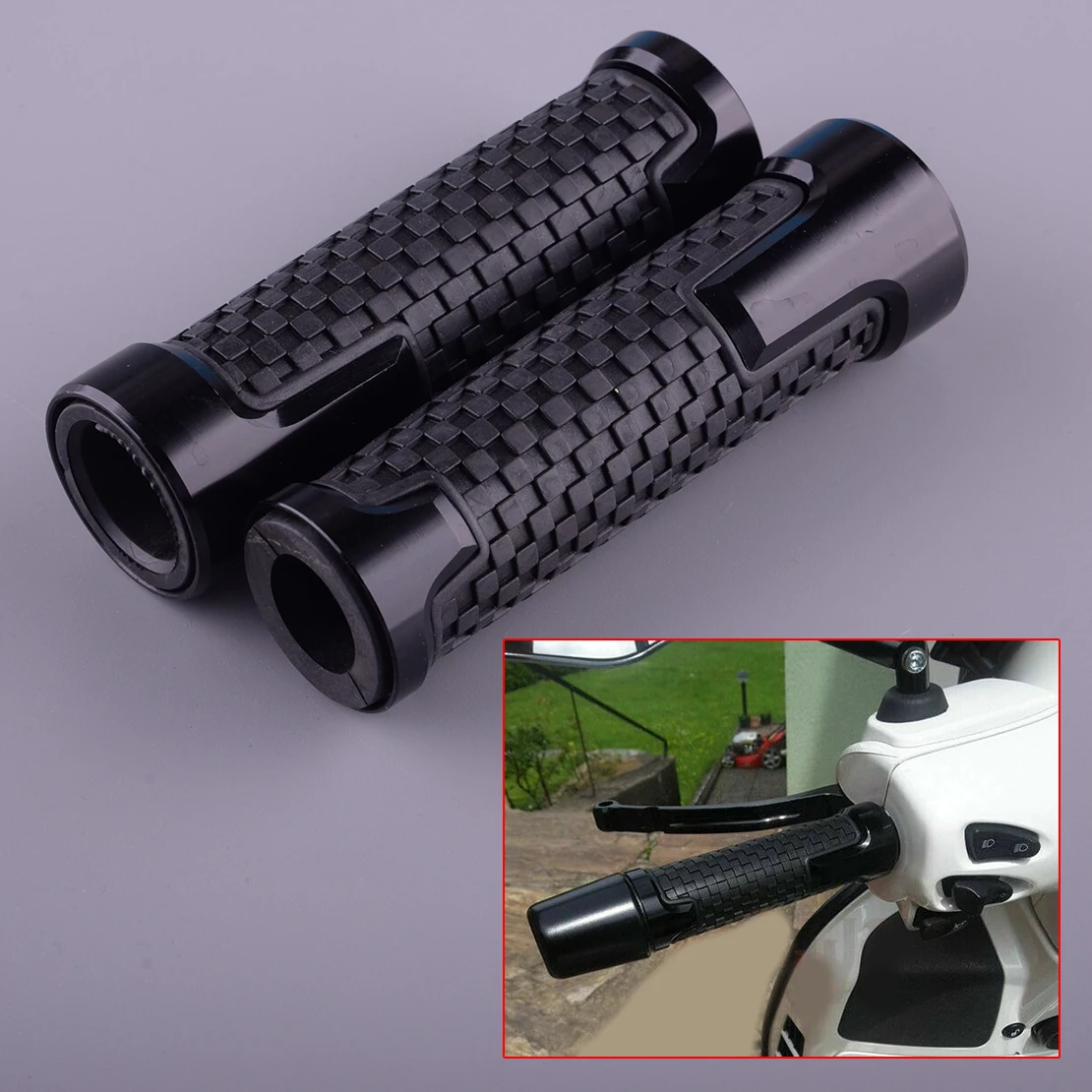 1 Pair 7/8'' Left Right Handle Bar Grip Cover Sleeve For Motorcycle ATV Scooter 22mm Handlebar Rubber Aluminum Alloy