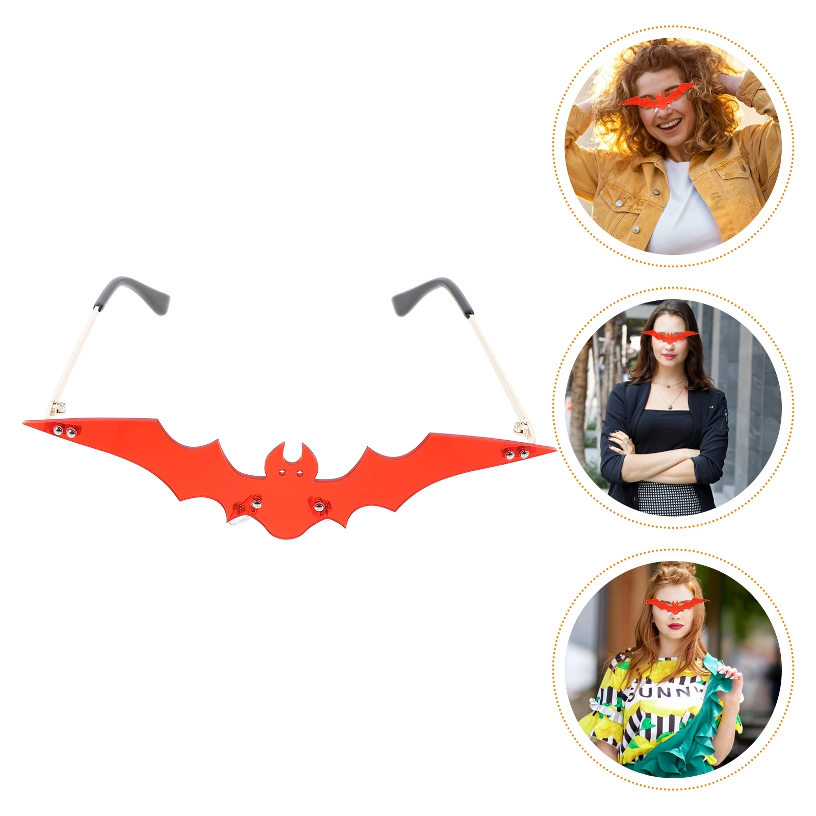 

Rimless Bat Metal Lightweight Festival Party Sunglasses Decorative Fashionable Party Props Funny Festival Glasses