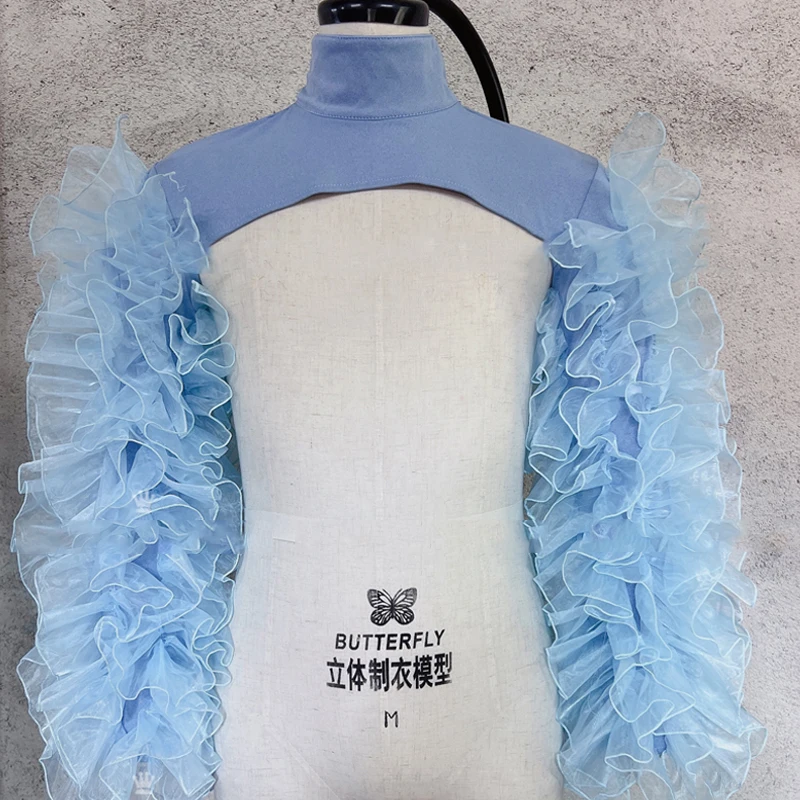 سيدة المغني راقصة ملهى ليلي زي الشاش شبكة صدرية شال الكتف الرقص مرحلة الأداء الملحقات فقاعة الأكمام سترة