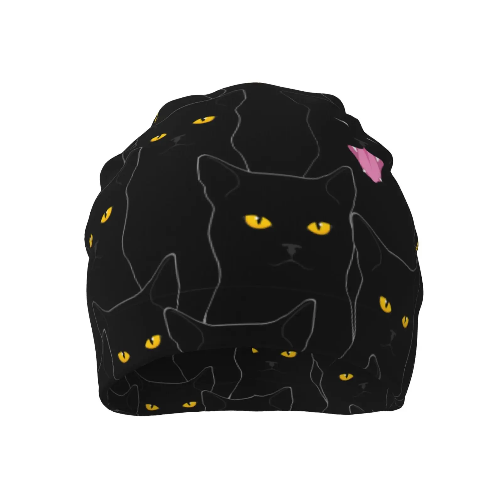 Fun Black Cat Beanie for Women Men Warm Soft Knitted Beanies Hat Lightweight Casual Slouchy Chemo Cap Cancer Headwear Gifts