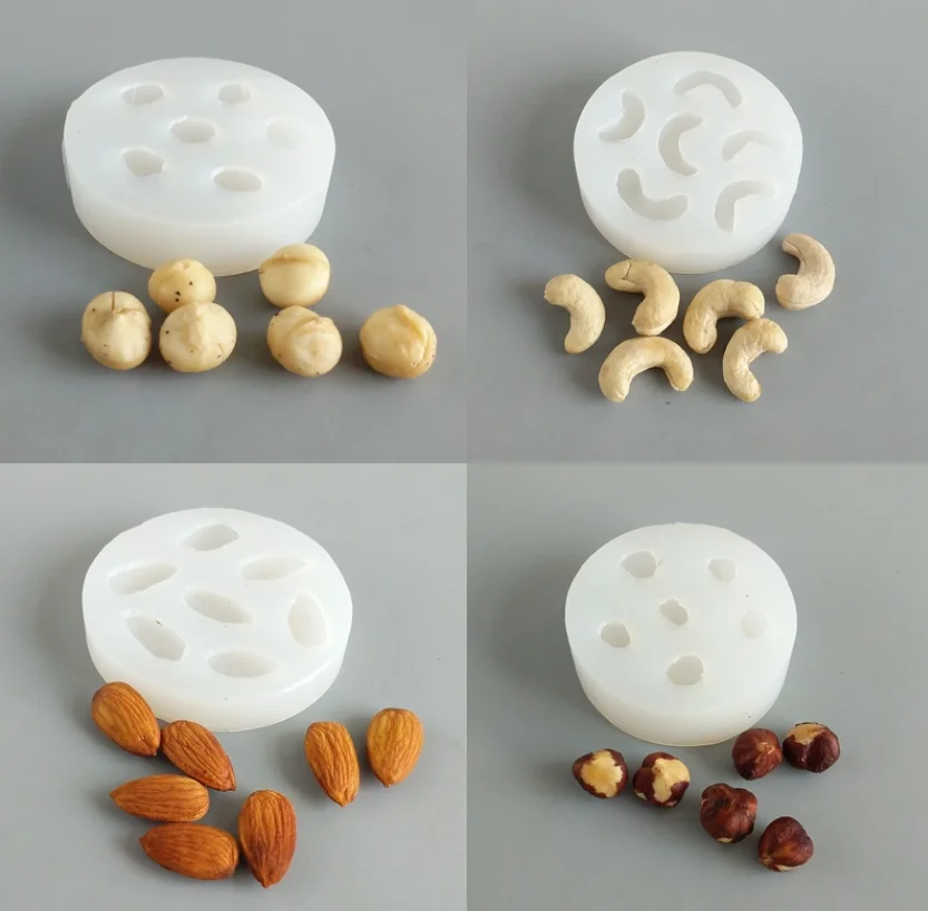 3D Walnut Butan Silicone Mold Walnut Wood Cashew Hazelnut Macnut Fondant Mold Dried Fruit, Chocolate Decoration, Clay Resin Tool