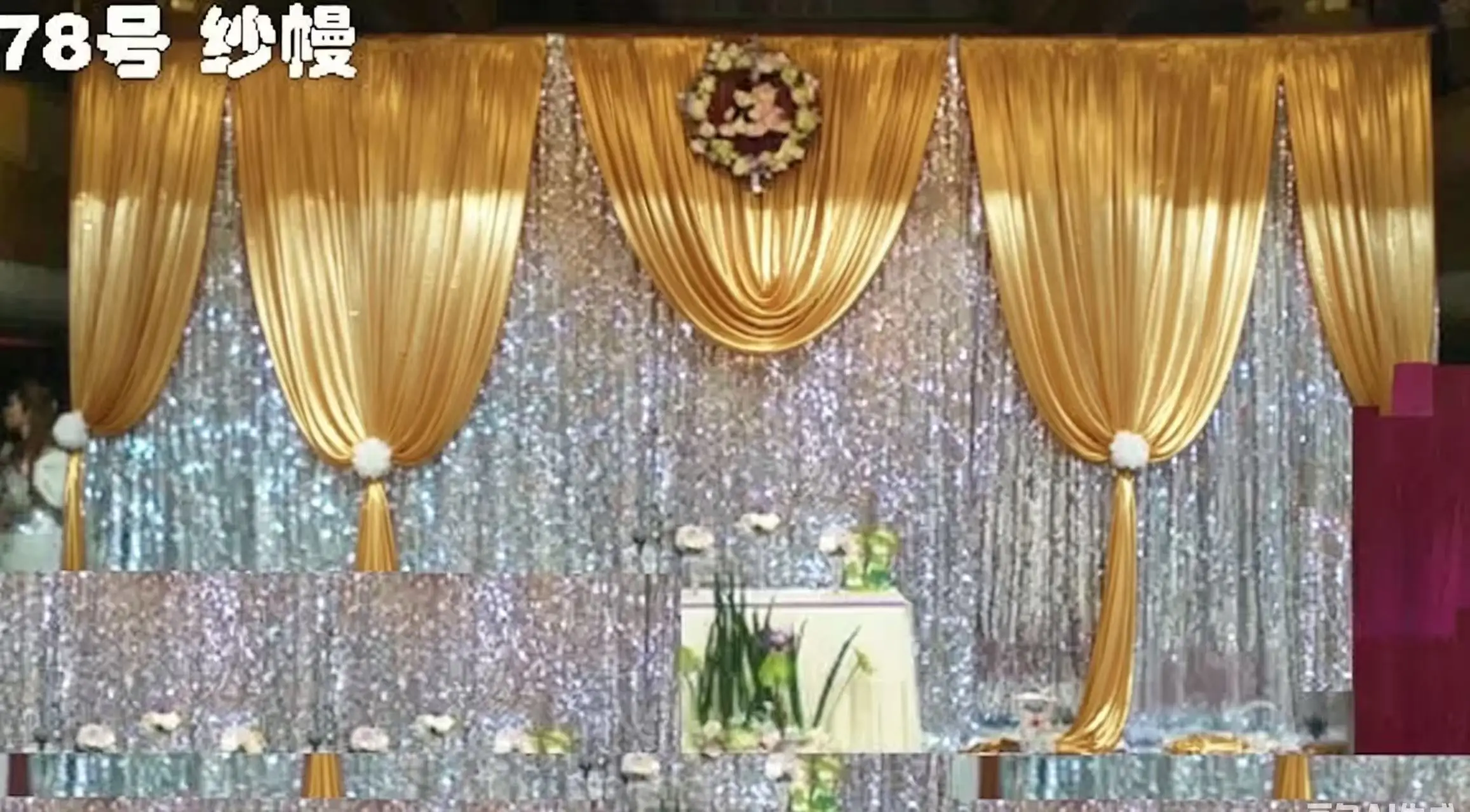 

10X20FT Luxury Wedding Stage Backdrop Event Ceremony Party Background Drapes with Silver Sequins Curtain Romantic Decorations