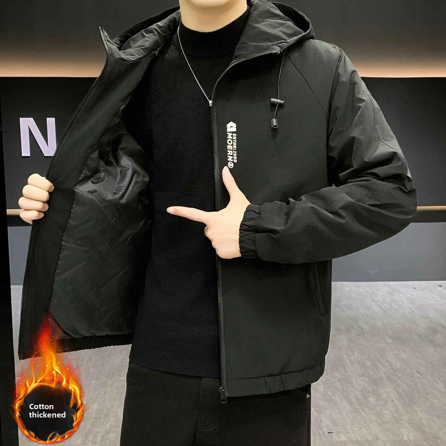 

Мужская повседневная утепленная хлопковая куртка на осень-зиму, теплая, модная, из полиэфирного волокна, приталенного кроя, с длинными рукавами, на молнии
