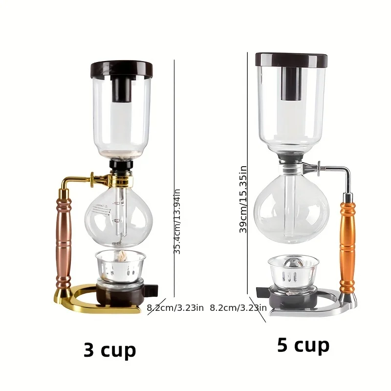 Glass Vacuum Siphon Coffee Maker, 3 Cup Professional Brewing System, Heat-resistant Glass Coffee Pot for Home & Office