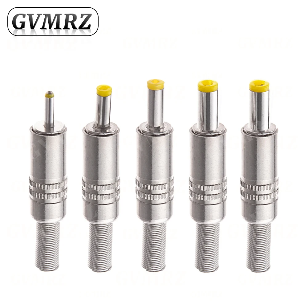 5 قطعة 5.5X2.5 مللي متر 5.5*2.1 مللي متر 4.8*1.7 مللي متر تيار مستمر السلطة جاك ذكر التوصيل موصل معدني محول مع الرأس الأصفر 4.0*1.7 2.5*0.7 مللي متر