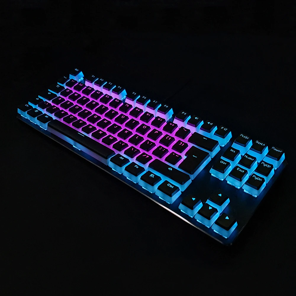 RGB 104 Keycap PBT Double Shot Pudding 2 Lapisan Translucent Backlit Keycap untuk Mechanical Gaming Keyboard MX Switches