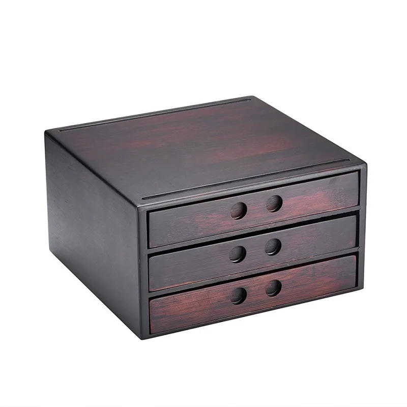 Bamboo Puerh Tea Cake Storage Box with Pry Tray 3-Layer Stackable Organizer Breathable Cake Holder for Aging Collection