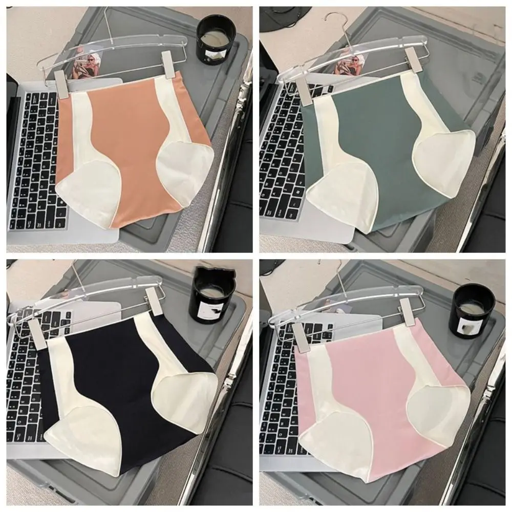 

Thin Ice Silk High Waist Panties Traceless Patchwork Slim Seamless Underwear Tummy Control Shapewear Restoration Shaper