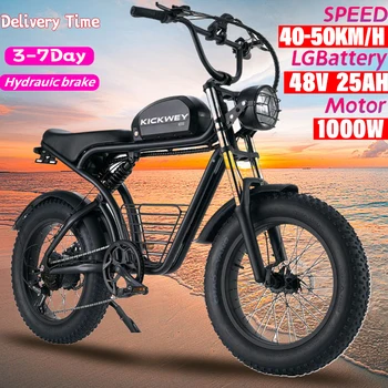 Image Kickwey K7 Adult Electric Bicycle 1000w 48V 25ah Mountain Electric Bike 20 Inch Fat Tire Outdoor Entertainment Off Road E Bike