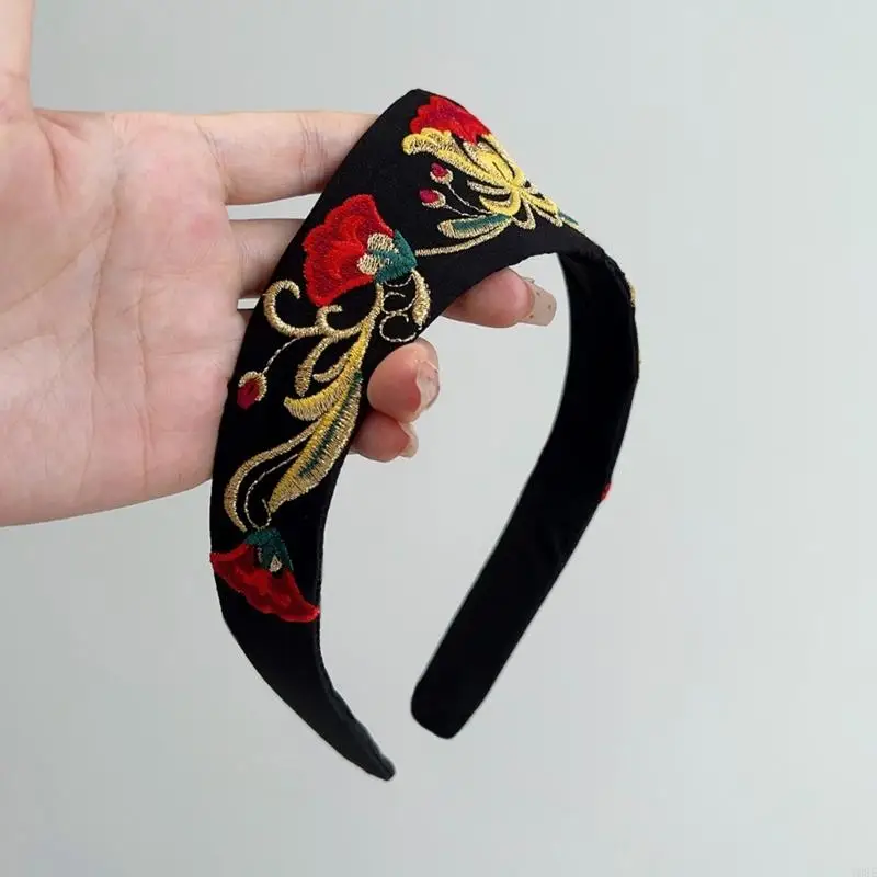 

Elegant Floral Embroidered Headband Adjustable Crowns Design For Women and Girls Party Wedding Y08E