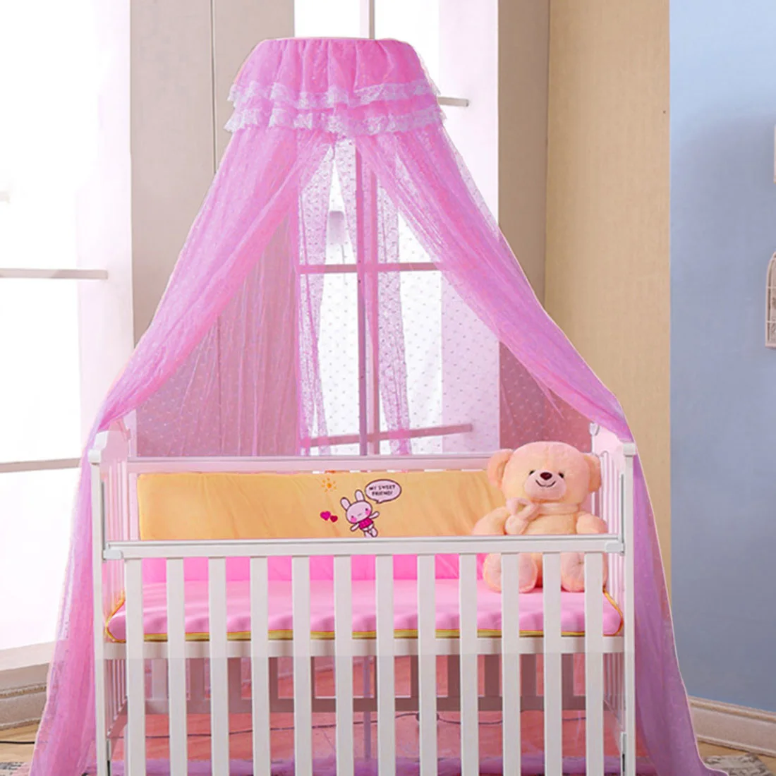 Baby Crib Netting Summer Baby Room Mosquito Net Baby Bed Canopy Tents Round Lace Dome Mosquito Netting Infant Cot Decor Nets