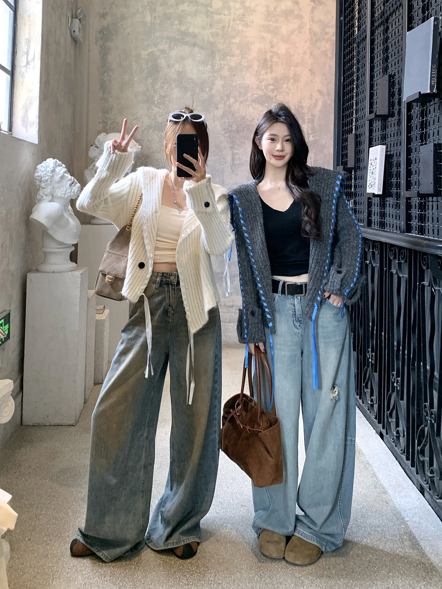 

ay Navy Collar ort Knitted Cardigan Women's Fluffy Outerwear with Sa Commute Sle Regular Sve Long Single Button