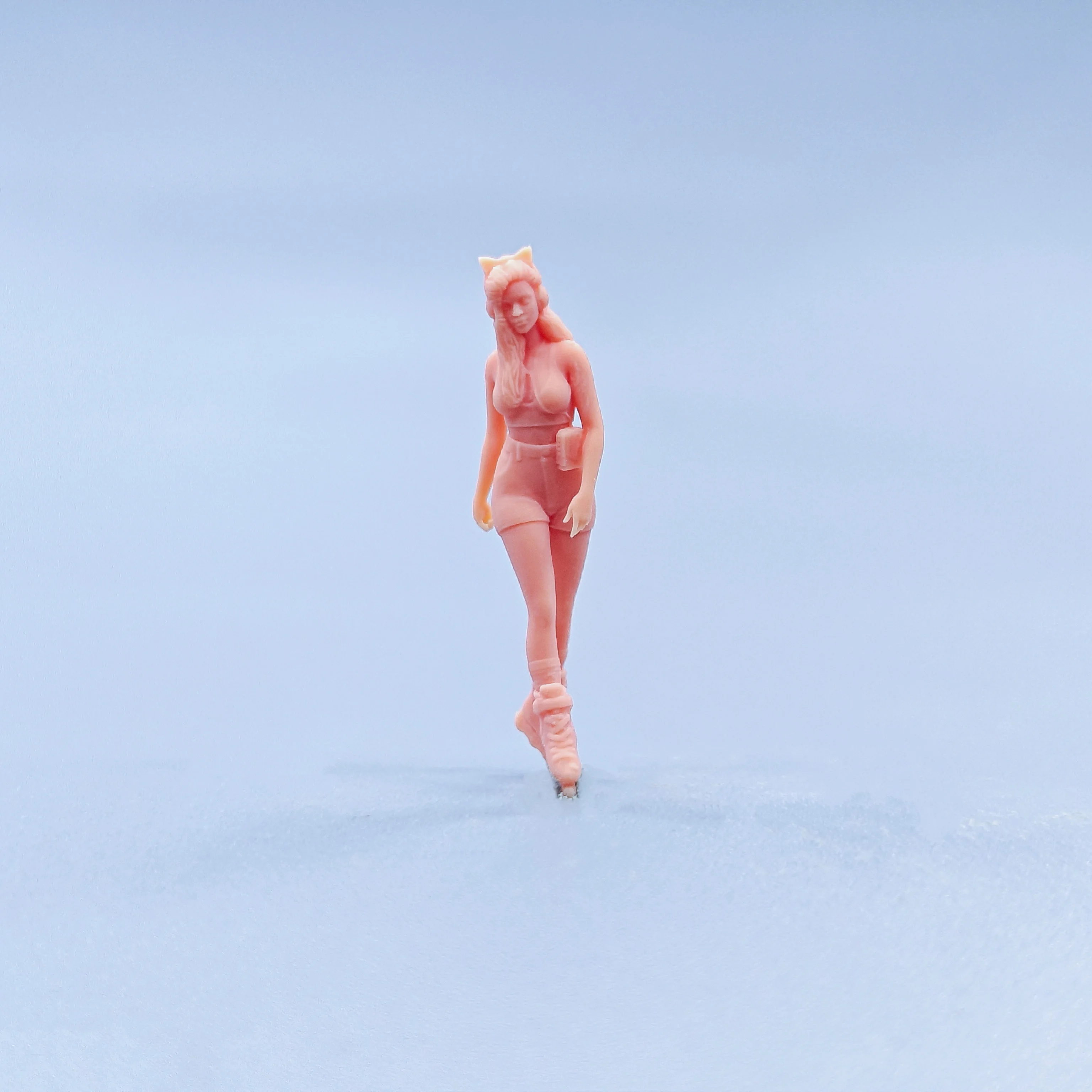 1/64 Figuren, Maßstabsmodell, Kunstharz, Eiskunstlaufende Mädchen mit Kopfhörern, unbemalte Miniaturen, Diorama, handbemalt, D725
