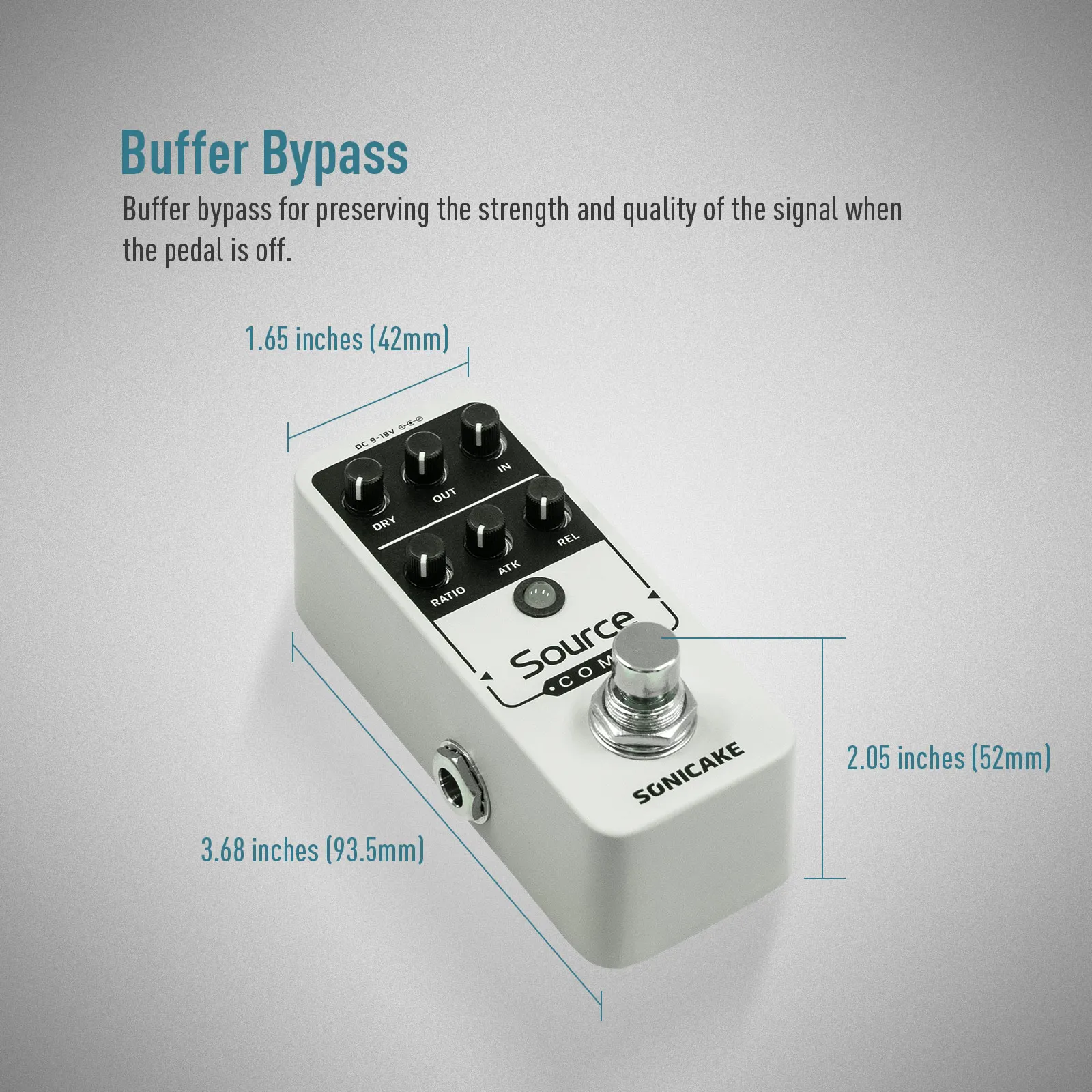 SONICAKE Fonte Compressor 1176 estúdio Compressor Pedal de efeitos de guitarra Analógico Buffered-Bypass QSS-27