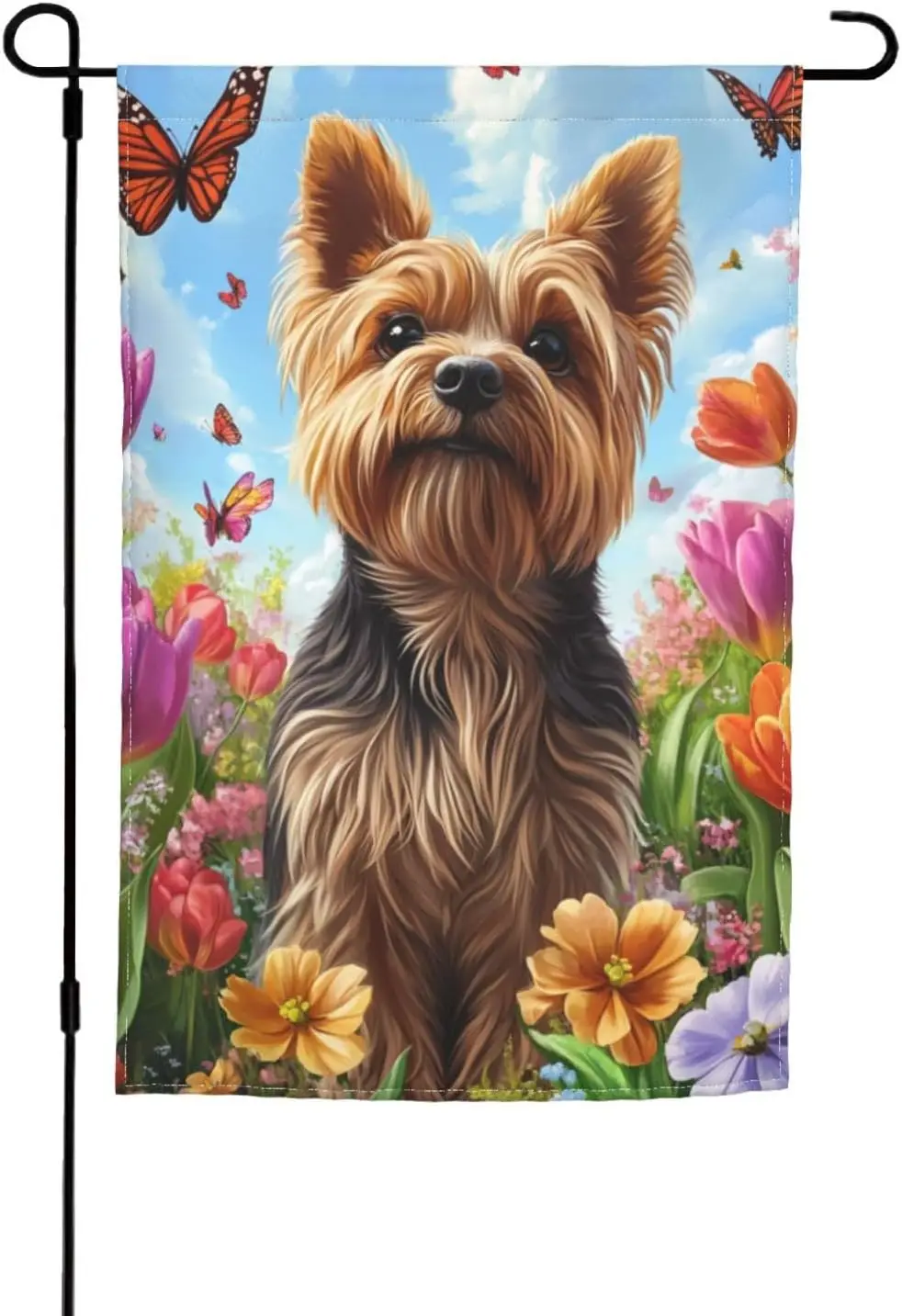 Butterfly Yorkie dog-4 Garden Flag Double Sided Flags Banner For Outdoor House Decoration Patio Lawn Home Signs Flag 12x18 I uui