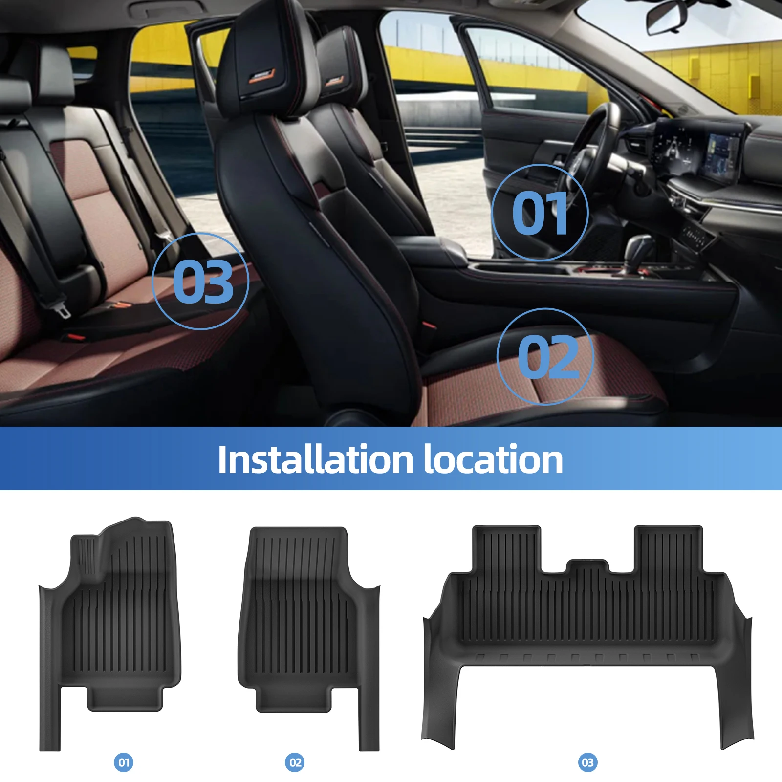 

LUCKEASY for Tesla Model Y 5seats Juniper 2025 2026 Launch TPE 3D Car Floor Mats Cargo Liner Trunk Mats Backrest Pad Protection