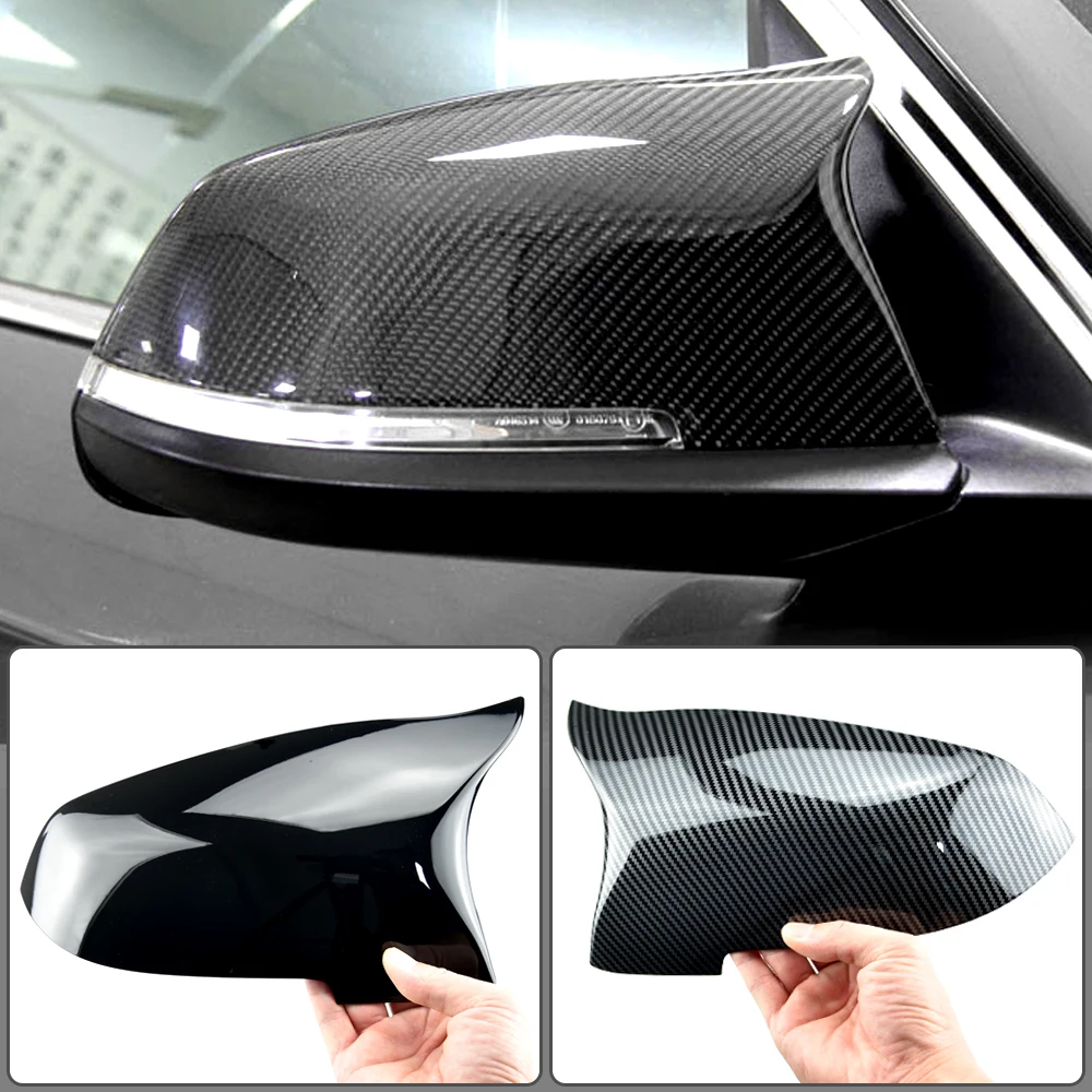 

1pair For BMW 5 6 7 Series Black mirror cover F10 F11 F18 F07 F12 F13 F06 F01 F02 LCL Carbon fiber pattern mirror cover