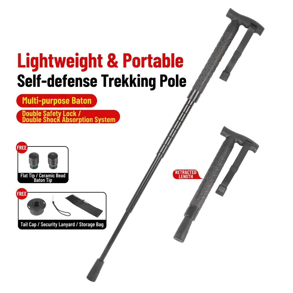 Factory Direct Telescopic Hiking Poles Multifunctional Foldable Walking Sticks for Outdoor Camping
