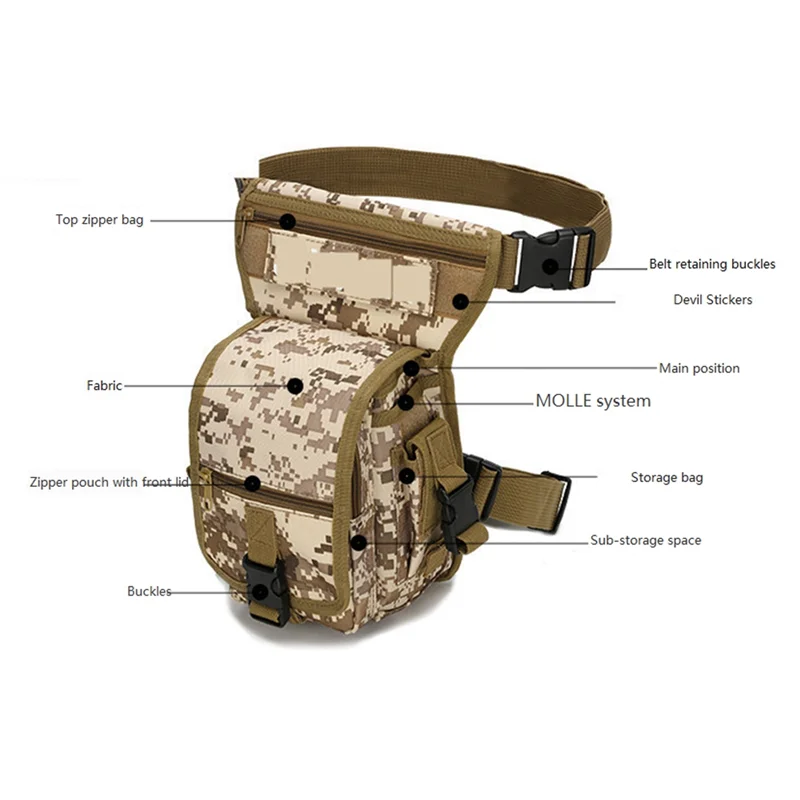 HOES-Multifunctional Leg Bag Hiking Hunting Leg Bag Drop Leg Bag Waterproof Camouflage Bag Motorcycle Sports Bag