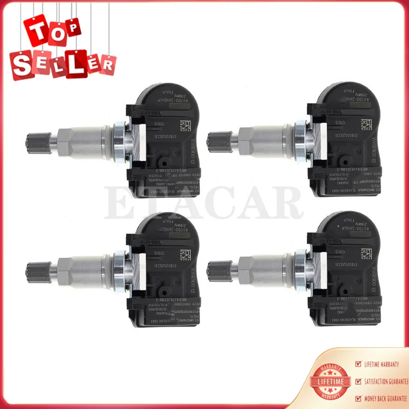 4PCS TPMS SENSOR TIRE PRESSURE SESNOR TPMS 40700-3AN0C 40700-3AN0B 40700-3AN0A FOR 2011 2012 NISSAN ALTIMA 315HMz