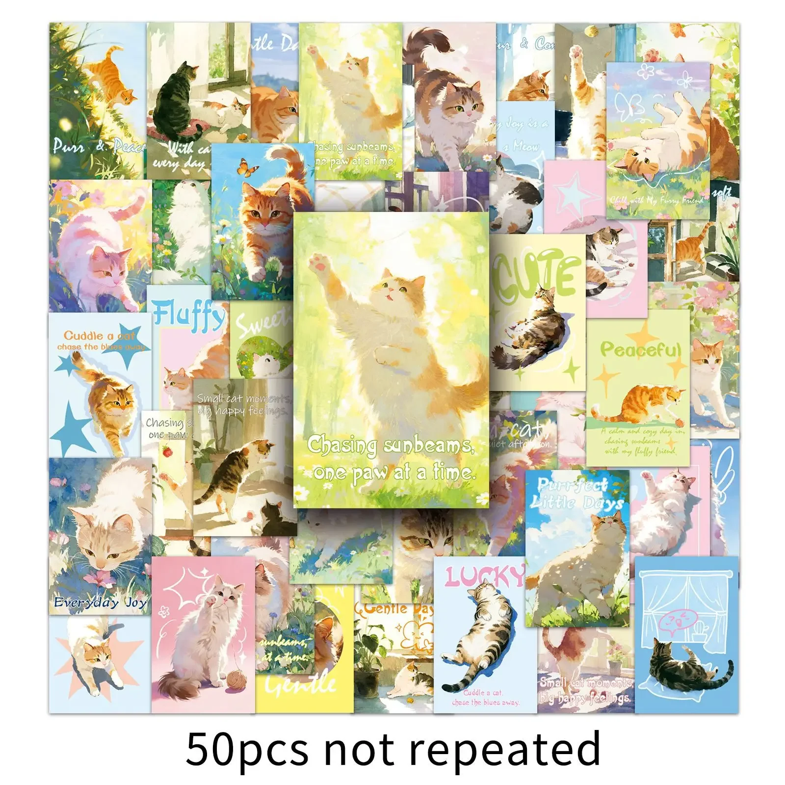 

10/50PCS Cute Cat Stickers Small Fresh DIY Decoration Mobile Phone Notebook Waterproof Skateboard Children's Toy Gift Stickers