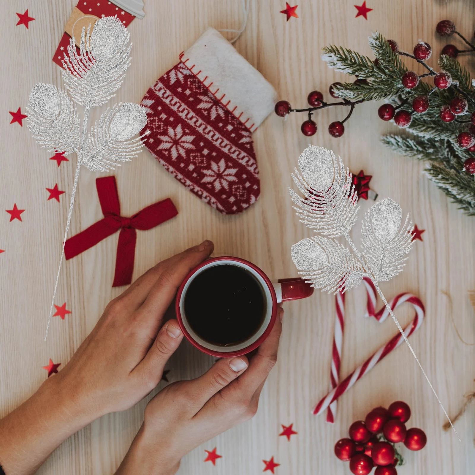 

6 Pcs Ornaments for Small Tree Leaves Decor Artificial Decoration Decorative Branch Simulation Leaf Christmas