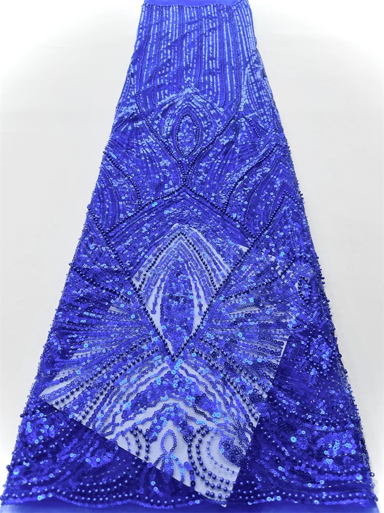 Африканская кружевная ткань с блестками, французская кружевная ткань ручной работы с вышивкой бисером, сетчатый материал с бусинами для вечернего платья в Нигерии