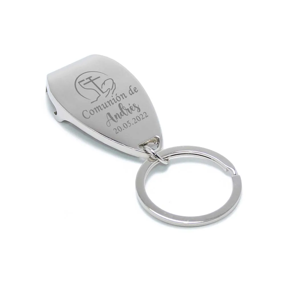 Personalized Communion Favors Custom Metal Keychain Bottle Openers First Communion Souvenir Gifts for Guests