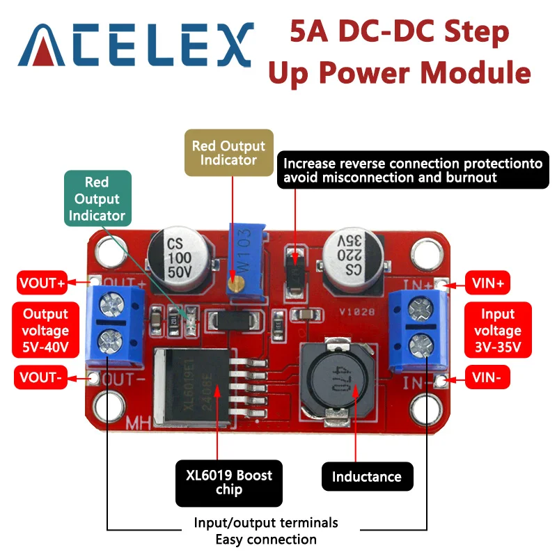 DC DC zwiększony moduł zasilania XL6019 moduł stabilizowane zasilanie napięcia wyjściowego 5V/12V/24V regulowany