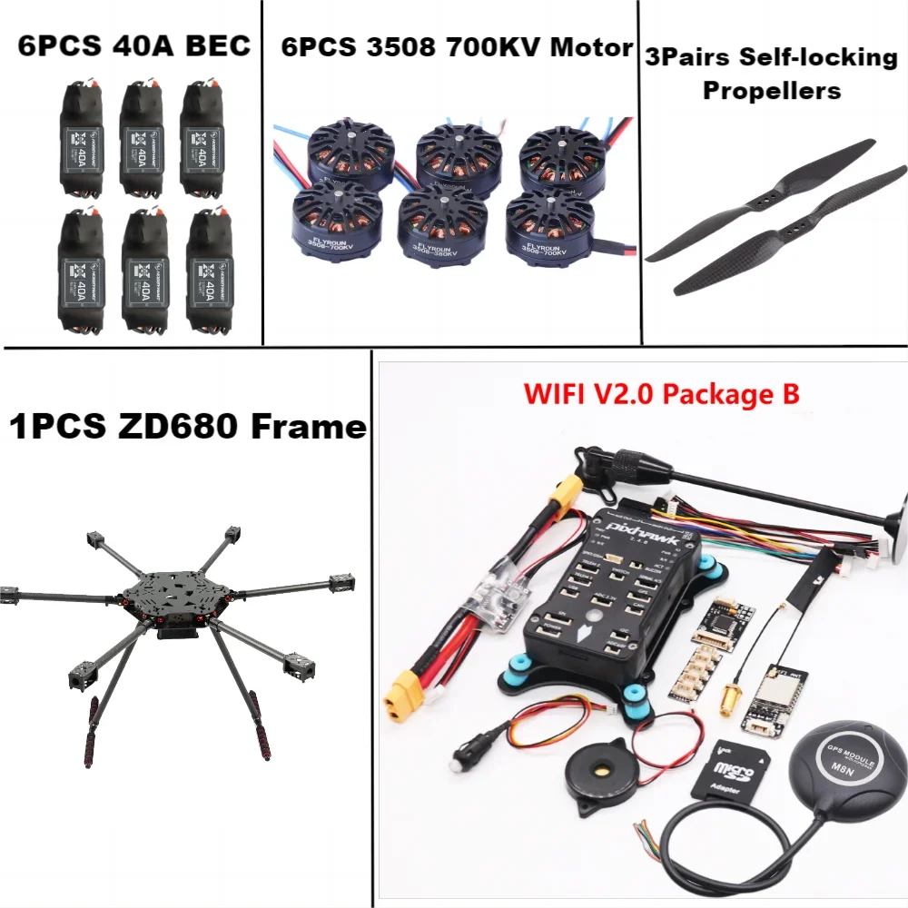 

ZD680 PIXHAWK 2.4.8 Полностью шестироторный двигатель из углеродного волокна, складной рычаг, комплект рамы для гексакоптера для топтера с несъемным шасси