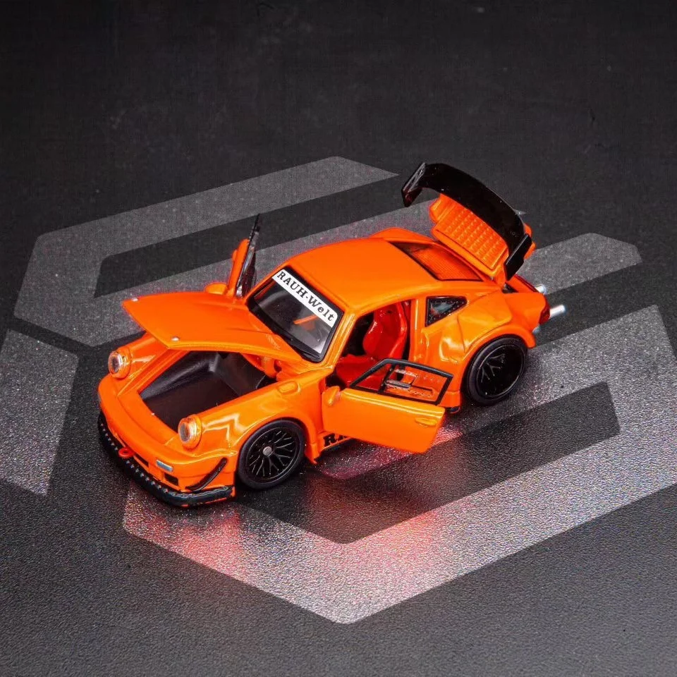 

FG Model 1: 64 Porsche RWB 930 Widebody Modified Metallic Orange Alloy Full Open Die Casting Car Model Collection Gift