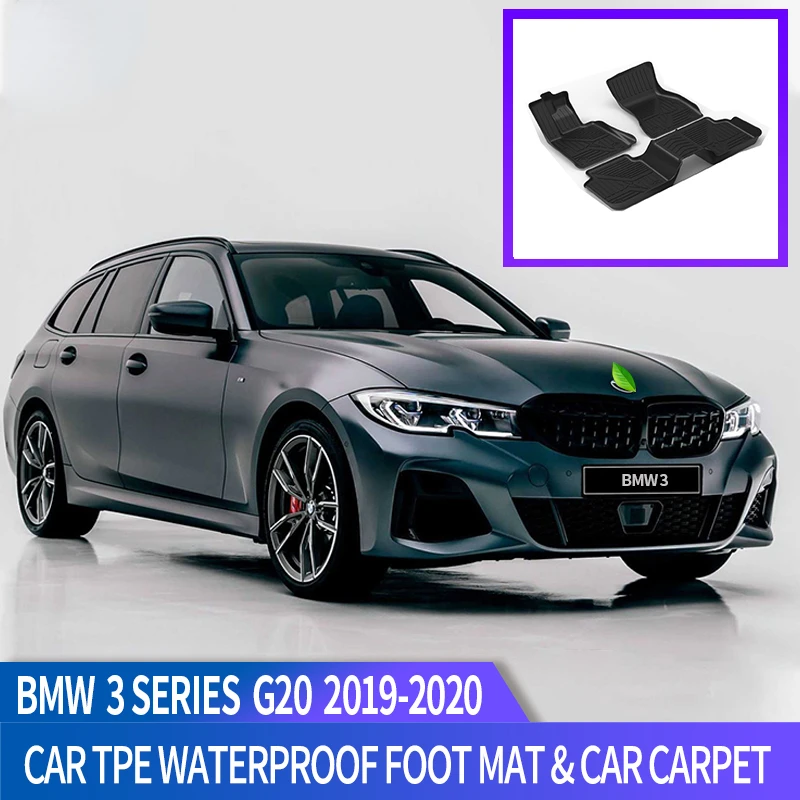 For BMW G20 Floor Mat TPE Waterproof Durable foot pads Black Full Set Trim Carpet Specialized  3 series Car Accessories Modified