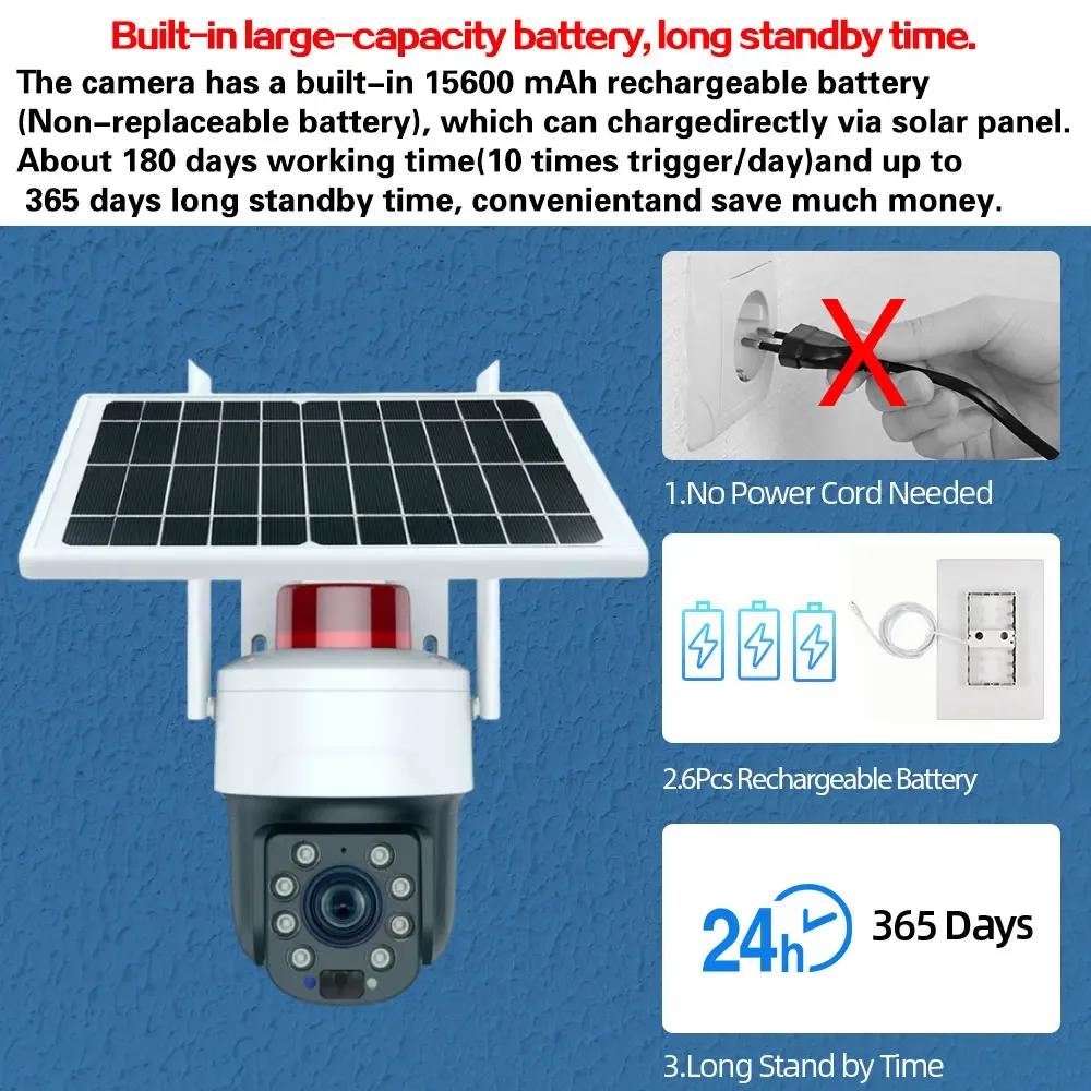 Tuya-cámara de seguridad IP Solar con Wifi, Zoom óptico 50X 30X, para exteriores, Auto Trakcing, inalámbrica, PTZ, CCTV, vigilancia, Smart Life