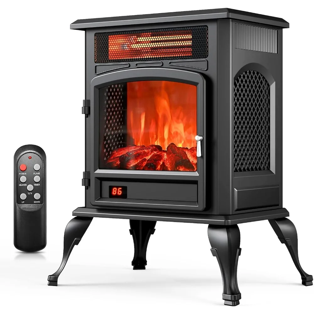 

Freestanding 3D Flame Electric Fireplace Heater, 1500W Infrared Stove Heater