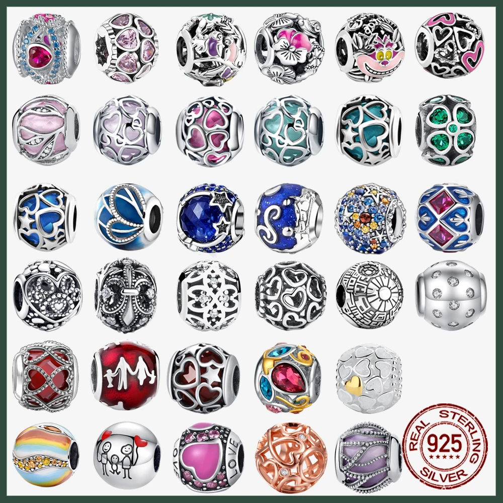 

2025 New Collection 925 Sterling Silver Openwork Heart beads Charm Charms Fit Original Bracelet Beads Jewelry DIY Gift festival