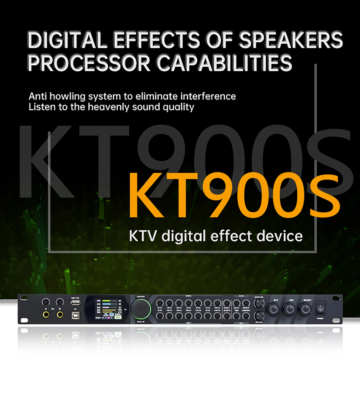 GAX-KT900S New Design Professional Sound Equipment Microphone reverberator with remote control BT Digital Audio Processor