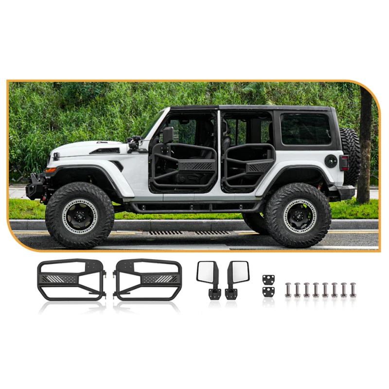 Car Car door Door Durable Installation Opening Road Safety Steel View Tube Doors Tubular Half Doors with Side View Mirror Compat