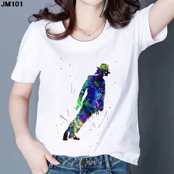 King Of Pop Michael Jackson Printed Tshirt Harajuku Women's Rock T Shirt Fashion Summer Short Sleeve Top Female T-shirt Clothing