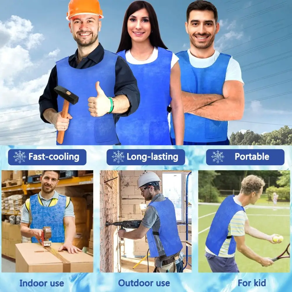 Water-Activated Cooling Vest Evaporative Cooling Reusable Ice Vests Lightweight No Energy Needed Body Cooling Cover Summer