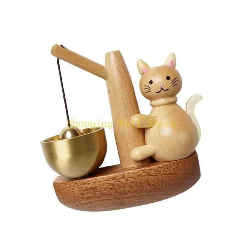 KX4B Welcoming Fishing Cats Door Chimes Decorative Doorbell Wind Bells for Indoor and Outdoor Hanging Ornament