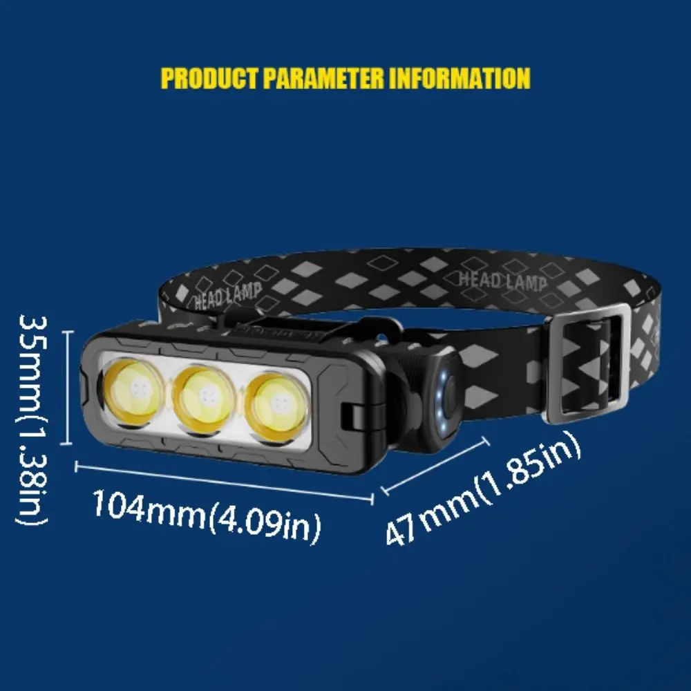 High Bright COB LED Work Light 4 Level Dimming 180° Rotating Portable Flashlight 6 Modes Magnetic Base USB Rechargeable Headlamp