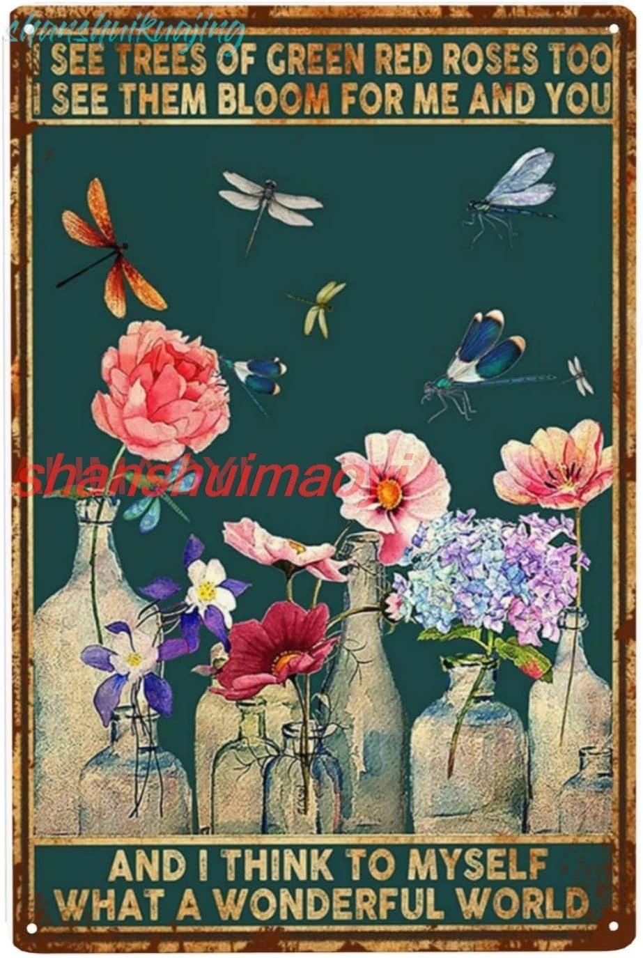 QKLGXLOBAL Vintage Tin Signs 8x12 Inch Flowers Boho Hippie Art Poster Land Lady Gift Encouragement Gifts for Women Hippie W sign